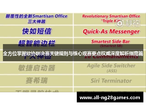 全方位掌握欧协联决赛关键规则与核心观赛要点权威深度解析指南篇 全方位掌握欧协联决赛关键规则与核心观赛要点权威深度解析指南篇